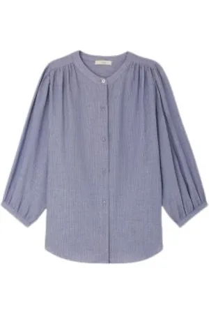 Sessun Blouses & Shirts, Dames, Blauw, L, Katoen, A View Chemisier Blouse Shirts