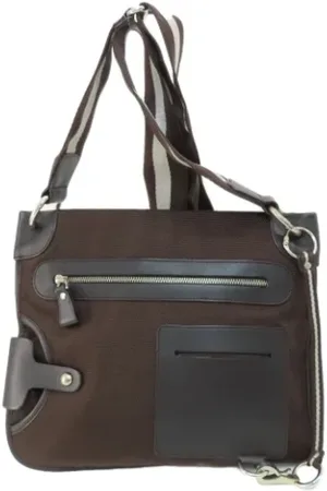 Bally Pre-owned, Dames, Bruin, ONE Size, Pre-owned Canvas shoulder-bags