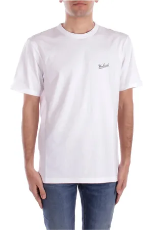 Woolrich Tops, Heren, Wit, M, Katoen, Witte T-shirts en Polos Logo Voorkant