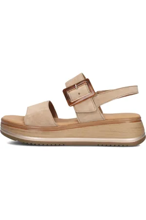 Gabor Schoenen, Dames, Bruin, 40 1/2 EU, Suède, Stijlvolle platte sandalen voor dames