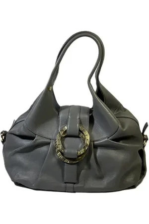 Bvlgari Pre-owned, Dames, Grijs, ONE Size, Leer, Tweedehands leren handtassen
