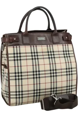Burberry Pre-owned, Dames, , ONE Size, Leer, Pre-owned Canvas totes