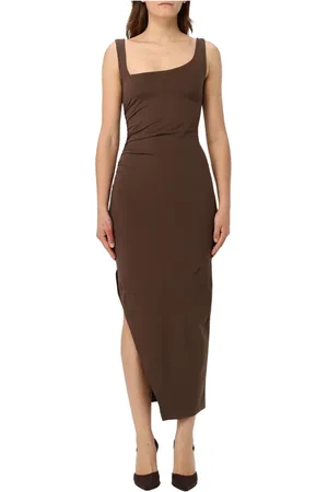 Patrizia Pepe Kleedjes, Dames, Bruin, M, Elegante Zwarte Jurk met Kantdetail
