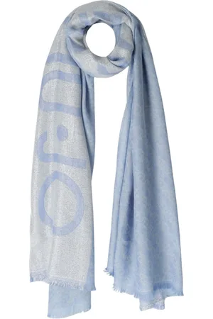 Liu Jo Accessoires, Dames, Blauw, ONE Size, Denim, Blauwe Logo Sjaal voor Stijlvolle Outfits