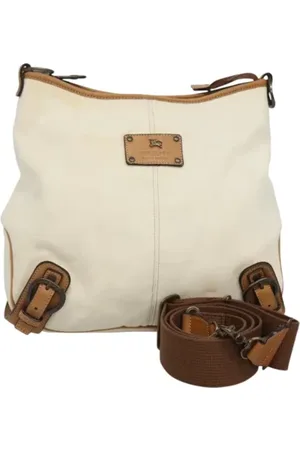 Burberry Pre-owned, Dames, Wit, ONE Size, Leer, Tweedehands Canvas handtassen