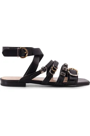 Pinko Schoenen, Dames, Zwart, 39 EU, Leer, Zwarte Sandalen met Verstelbare Bandjes