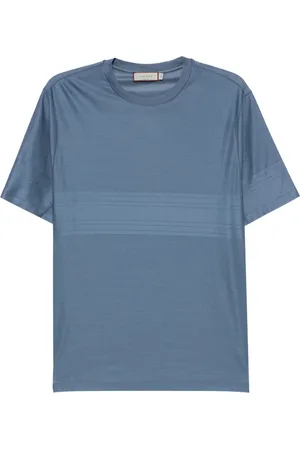 CANALI Tops, Heren, Blauw, 2Xl, Katoen, Italiaans Katoenen T-shirt