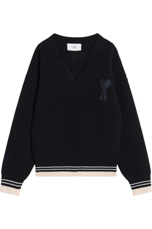 Ami Truien, Heren, Blauw, S, Wol, V-hals Top