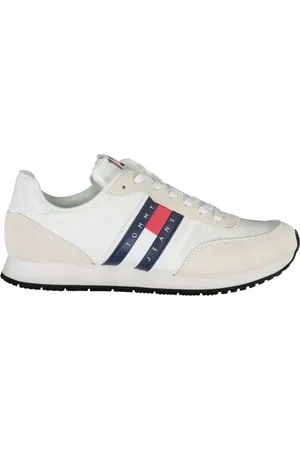Tommy Hilfiger Schoenen, Heren, Wit, 40 EU, Polyester, Sportieve witte vetersneakers met logo