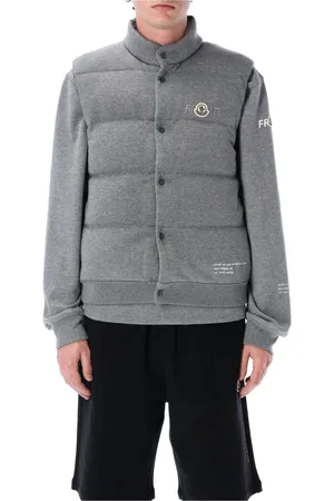 Moncler Jassen, Heren, Grijs, L, Katoen, Dons Gilet met drukknoopsluiting