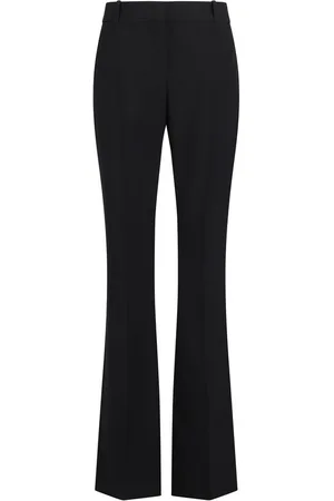 Alexander McQueen Broeken, Dames, Zwart, L, Wol, Monochrome Wollen Broek