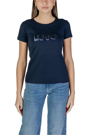 Liu Jo Tops, Dames, Blauw, S, Katoen, Korte Mouw T-shirt Lente/Zomer Collectie
