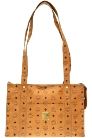 MCM Pre-owned, Dames, Bruin, ONE Size, Pre-owned Canvas totes