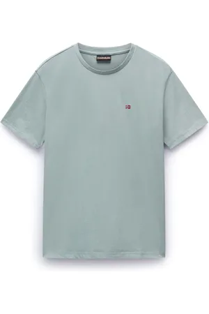 Napapijri Tops, Heren, Blauw, M, Katoen, Katoenen T-shirt met korte mouwen