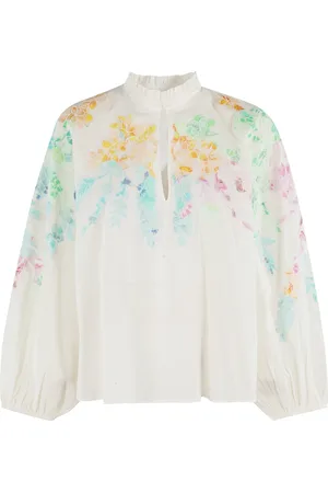 Essentiel Antwerp Blouses & Shirts, Dames, Wit, S, Katoen, Witte Katoenen Poplin Applicatie Top