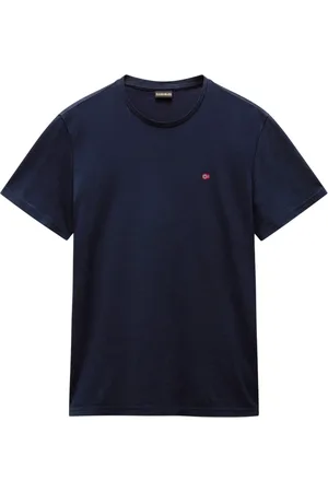 Napapijri Tops, Heren, Blauw, XS, Katoen, Katoenen T-shirt met korte mouwen