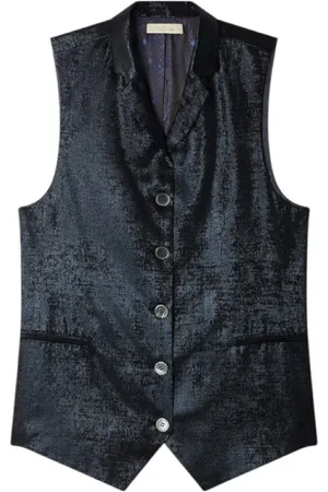 Mes Demoiselles Jassen, Dames, Zwart, S, Polyester, Zwarte Fluwelen Mouwloze Vest