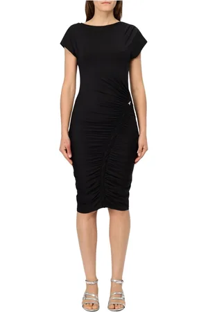 Patrizia Pepe Kleedjes, Dames, Zwart, XS, Elegante Zwarte Jurk met Kantdetail