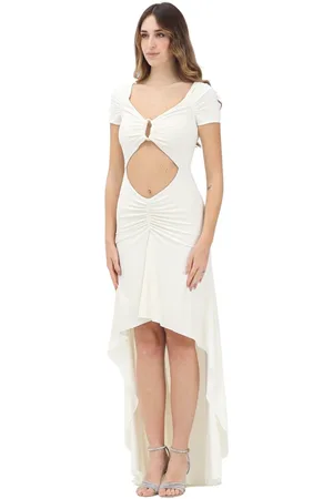 Patrizia Pepe Kleedjes, Dames, Wit, S, Witte Asymmetrische Trouwjurk