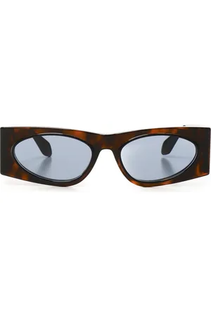 Alaïa Accessoires, Dames, Bruin, ONE Size, Bruine Tortoise Zonnebril met Blauwe Lenzen