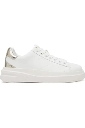 Guess Schoenen, Dames, Wit, 37 EU, Leer, Witte Leren Sneakers Elbina