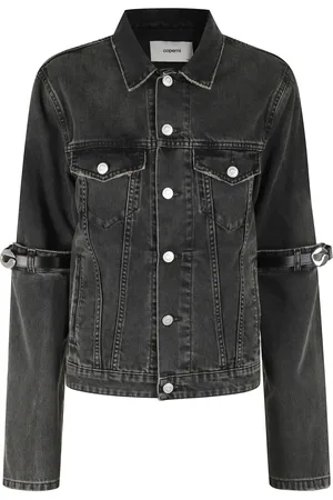 COPERNI Jassen, Dames, Zwart, S, Denim, Zwarte Denim Korte Jas Hybrid