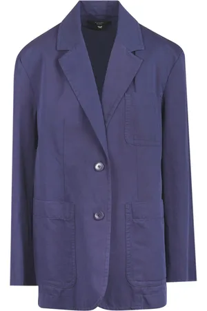 Max Mara Jassen, Dames, Blauw, 2Xs, Katoen, Linnen en Katoenen Blazer