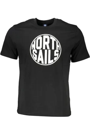 North Sails Tops, Heren, Zwart, S, Katoen, Zwart Katoen Print Logo T-Shirt