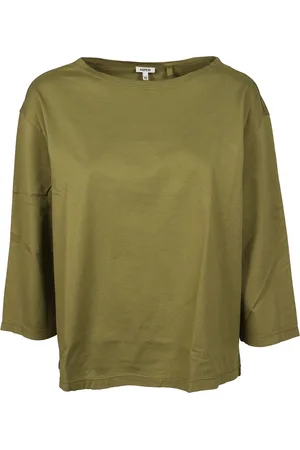 Aspesi Tops, Dames, Groen, M, Katoen, Militair Groene Boothals Top