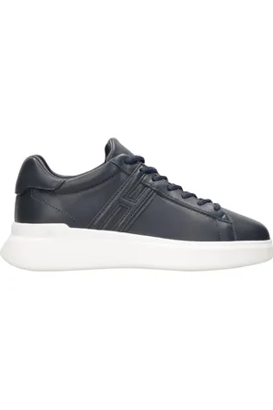 Hogan Schoenen, Heren, Blauw, 40 1/2 EU, Leer, Blauwe Leren Sneakers met Ingeslagen H