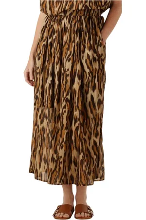 Louizon Rokken, Dames, Bruin, M, Chique Midi Rok voor Zonnige Dagen