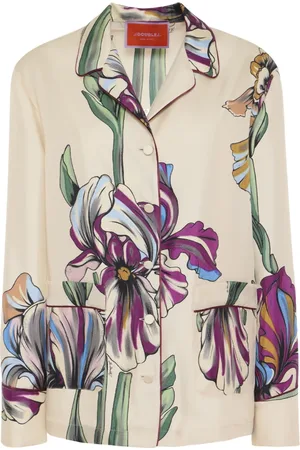 La DoubleJ Blouses & Shirts, Dames, Veelkleurig, L, Zijden Witte Overhemden