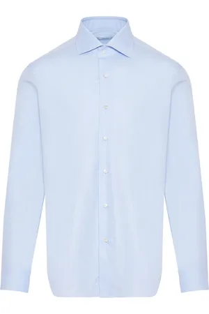 BARBA Overhemden, Heren, Blauw, L, Katoen, Italiaans katoenen overhemd