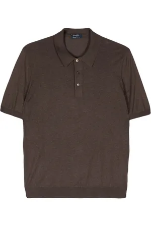 BARBA Tops, Heren, Bruin, XL, Zijden Polo Shirt 100% Gemaakt in Italië