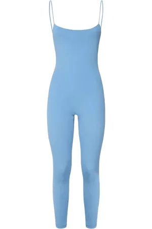 Andamane Jumpsuits & Playsuits, Dames, Blauw, L, Blauwe Elastische Jumpsuit Dunne Bandjes