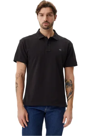 Calvin Klein Tops, Heren, Zwart, M, Katoen, Polo T-shirts Korte Mouwen