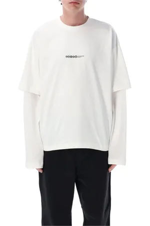 OAMC Tops, Heren, Wit, S, Katoen, Peace Maker Painted L/S T-shirt