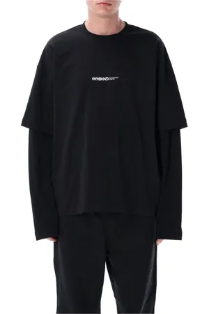 OAMC Tops, Heren, Zwart, S, Katoen, Peace Maker Geschilderd L/S Tee