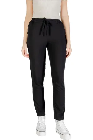 VERO MODA Broeken, Dames, Zwart, M, Zwarte viscose broek met gespsluiting
