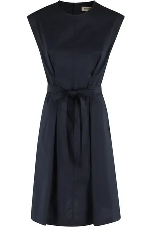 Woolrich Kleedjes, Dames, Blauw, XS, Katoen, Blauwe Poplin Ceintuurjurk