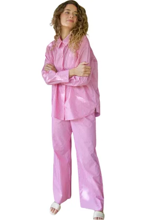 Crās Broeken, Dames, Roze, XL, Katoen, Gestreepte broek met fonkelende stenen