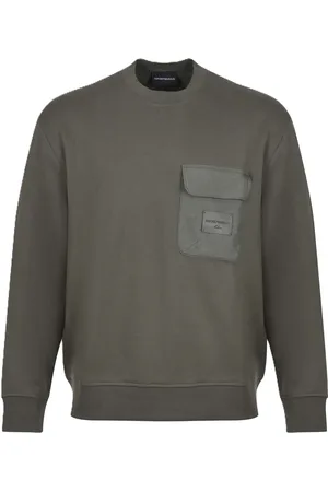 Emporio Armani Sweatshirts & Hoodies, Heren, Groen, 2Xl, Katoen, Luxe Katoenen Trui met Zak