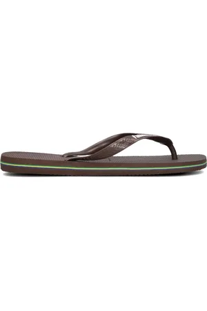 Havaianas Schoenen, Heren, Bruin, 41 EU, Linnen, Bruine Logo Slippers voor Heren