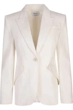 Alexander McQueen Jassen, Dames, Wit, S, Katoen, Witte Katoen Elastaan Jeans