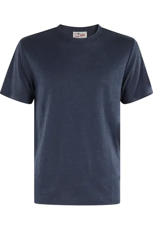 MC2 SAINT BARTH Tops, Heren, Blauw, 2Xl, Linnen, Navy Linnen T-Shirt Ecstasea