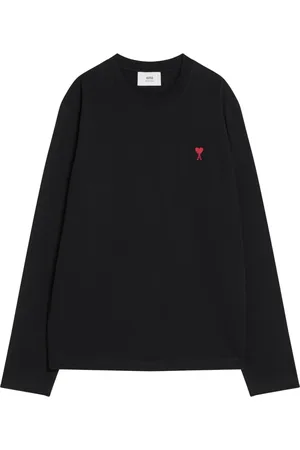 Ami Tops, Heren, Zwart, L, Lange mouwen ronde hals T-shirt