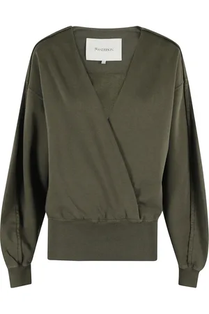 J.W.Anderson Sweatshirts & Hoodies, Dames, Bruin, S, Katoen, Wrap Sweatshirt in Khaki