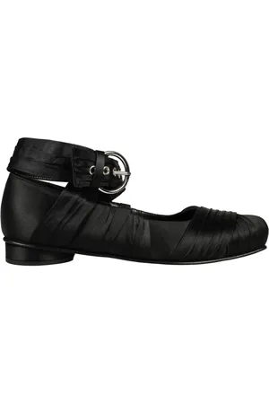 ALOHAS Schoenen, Dames, Zwart, 41 EU, Leer, Zijden Zwarte Ballerina met Leren Veters