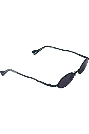 KUBORAUM Accessoires, unisex, Zwart, ONE Size, Ovale Metalen Zonnebril Heldere Lenzen Italië
