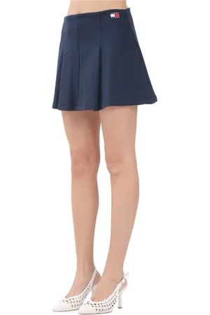 Tommy Hilfiger Rokken, Dames, Blauw, M, Katoen, Blauwe Flare Mini Rok
